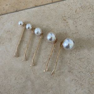 Pearl and gold bobble pins set of 5